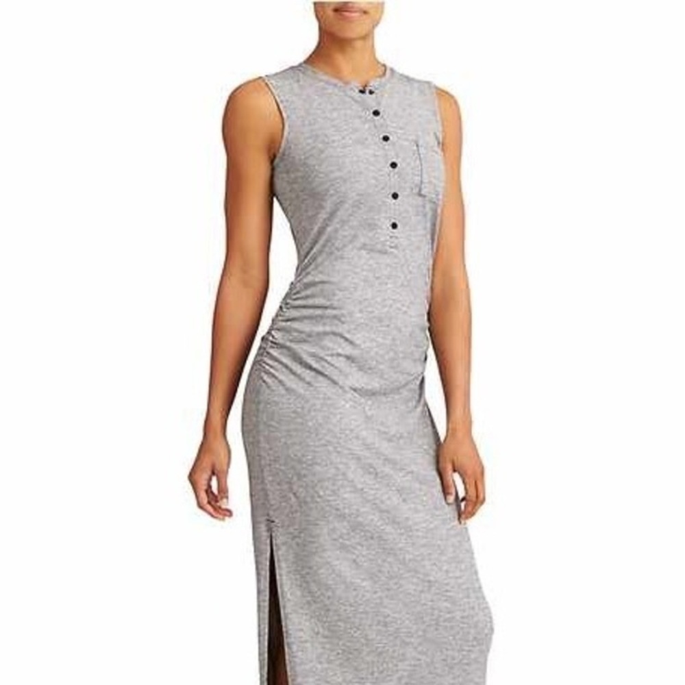 Athleta | Striped Henley Maxi Dress with Ruching